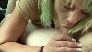 Hooker Sucks Cock in Backseat, Swallows Cum