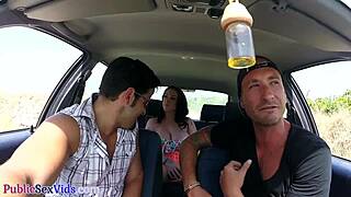 Busty Brit blows in public before outdoor sex 😏