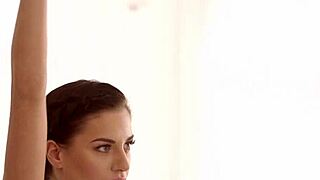 Tiny tit amateur brunette ballerina gets creampie in quickie sex session