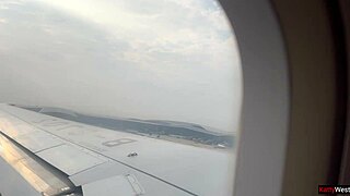 risky public jerking off on the plane