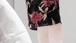 Young Japanese Student Shows Small Tits and Legs in One Piece