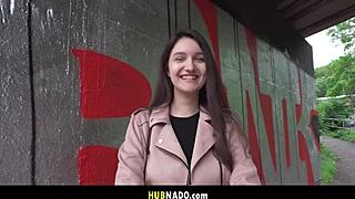 Horny college coed Alisa Horakova picks up for cash, engages in POV sex wearing stockings