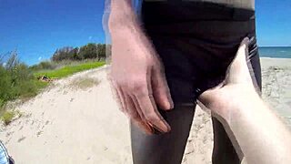 brunette milf enjoys intense beach sex with anal and fucking