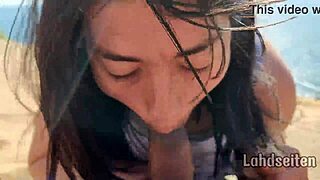 teen swallows cum outdoors in a public spot