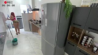 That employee in provocative shorts is teasing on hidden camera