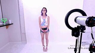 Purple-haired model nailed in audition!