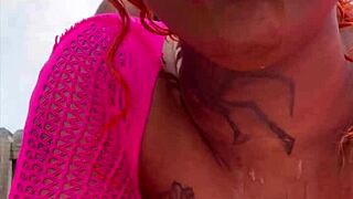 Ebony Babe Gets Rough Doggystyle Creampie Outdoors