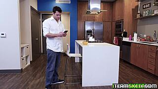 Ella began to touch her stepdad's cock almost out of nowhere before we knew it Ella's tits were bouncing