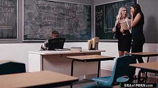 Milf teachers catch colleague jerking off in classroom – shocking scene!