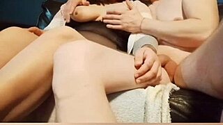 that mature mom is giving a sloppy blowjob to her stepson in the kitchen