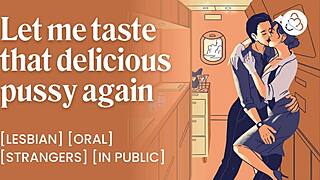 dripping wet pussy soaks seat in risky lesbian encounter