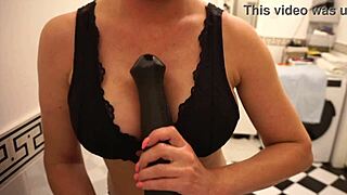 Huge Toy Gives Tits Job While Rubbing Clit To Orgasm