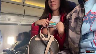 risky public jerking off on the plane