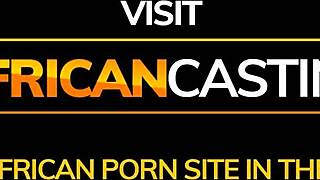 Ebony submissive gets railed by big cock in casting