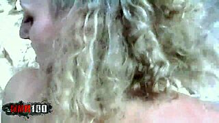 Skinny French blonde explores nature with friends