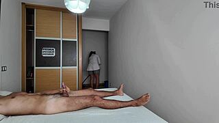 Jerking Off in Front of Hotel Cleaning Lady