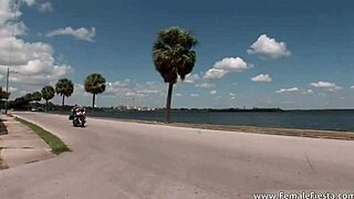 Hot Redhead in Swimsuit Touches Herself at Outdoor Party