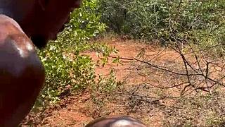 Homemade outdoor creampie with juicy ebony