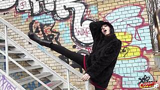 German scout - crazy skinny goth girl brisen love rough fuck at porn casting with rimjob squirting and deepthroat