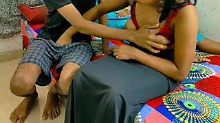 Rahul fucks girlfriend and wife in threesome on bed