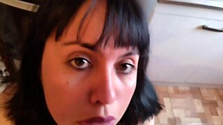 I feel the passion as horny stepmom gets fucked in the kitchen by her stepson