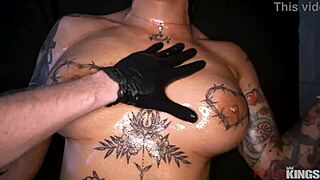 Tattooed hottie gets massaged & anal—wow, that oiled ass looks ready! 😏