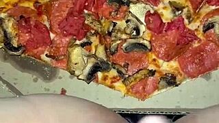 Saudi-best amateur-Arabian Snoewwhite in Los Angeles-United States of America-ASMR-food Arab porn-kinky fetish compilation-female teen 18+ masturbation with pizza chocolate ice cream fruits 😋