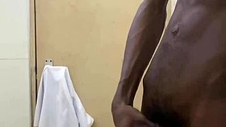 busting a nut in the public toilet with huge black cock