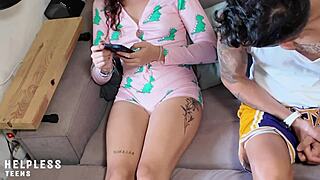 stepsis virgin relaxing when perv bro fingers her tight wet pussy