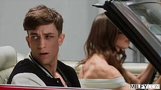 milfy fit milf justine casually fucks young stud in his classic car...