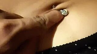 I relax massaging her sexy latina belly with my cum on natural tits