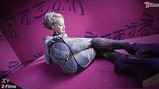 TATTOO goth punk SOLO assfingering with BUTTPLUG gapes and masturbation