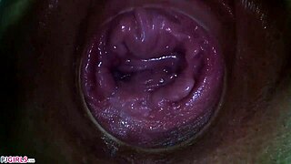 camera dives deep inside paula shy's tight shy vagina for intimate close-up view