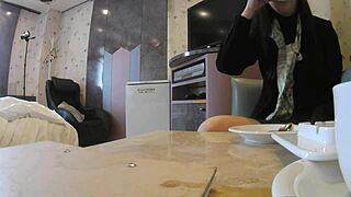 Mature Japanese OL gets rough daytime sex with amateur guy 😈. Their third naughty 1on1 encounter is so intense! 💥