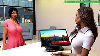 hey wanna watch anna's huge tits bounce in office hentai while fingering her hairy pussy?