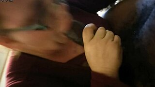 she slurps that interracial cock like a pro queen