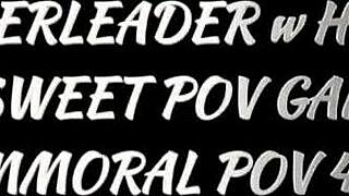 Naughty cheerleader takes three big dicks 😈