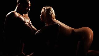 Lusty babe blows before taking big black cock!