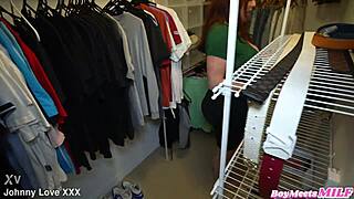 Sexy busty redhead milf maggie green fucks me in the closet?