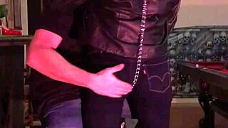 cherry's tight jeans hug her curves before the firm spanking starts