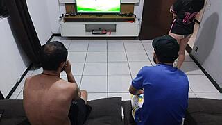 hubby lost bet so wife fucks his friend watching