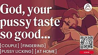 Boyfriend's hidden ASMR tongue and fingers tease wetly at home