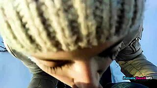 stepsister russian gives best outdoor deepthroat blowjob cum in mouth on big tits