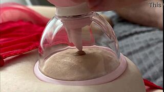 Her vacuum tongue laps those perky nipples extra sweet