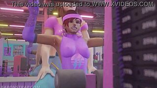 Brigitte gym shadow training horny pussy lick kissing tits outfit