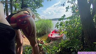 Stepsister celebrates 25k subs riding stepbro's cock publicly on river boat with cumshot on big ass tattooed cheeks! 🎉🚤💦