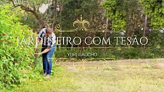 Whoa this mega hung Brazilian gardener jerks his thick monster cock till explosive cumshot