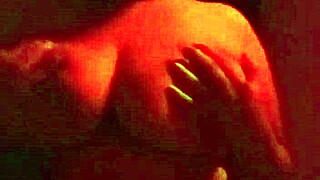 stepmom's huge tits bounce as she rides big cock in red room cowgirl frenzy