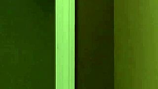 Shemale babe strokes cock for massive tugging cumshot closeup