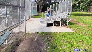 blonde milf sadie summers drops to knees for monster cock blowjob cumshot